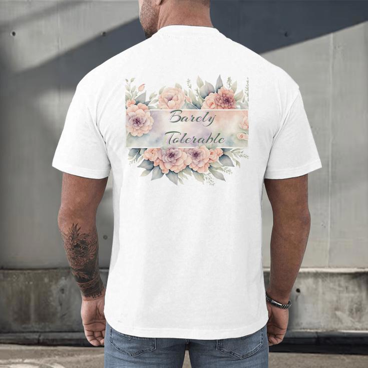 Barely Tolerable Book Floral Bookworm Lover Bookish Premium Men's Back Print T-Shirt