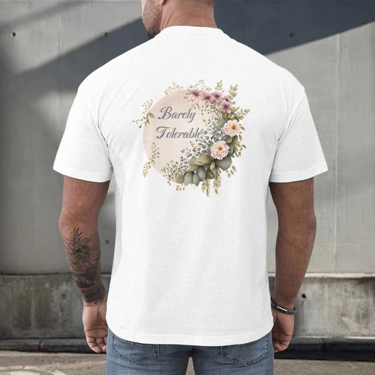 Barely Tolerable Book Lover Bookish Floral Bookworm Men's Back Print T-Shirt