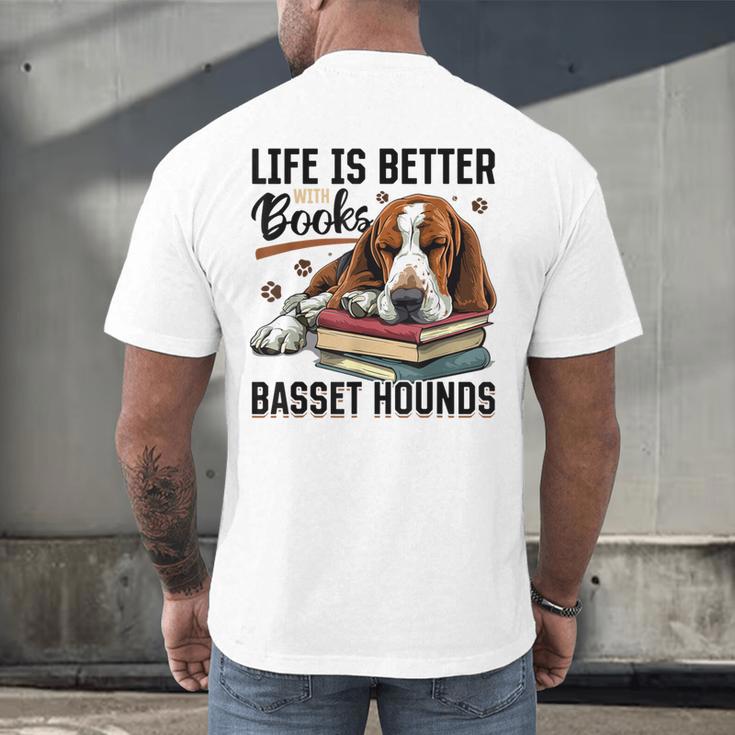 Basset Hound Dog Breed Life Is Better With Books And a For Men Women Girls Kids Men's Back Print T-Shirt