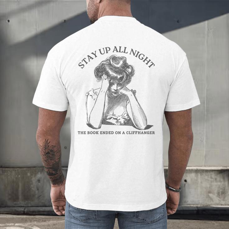The Book Ended On a Cliffhanger Cute Book Lover Teach Men's Back Print T-Shirt