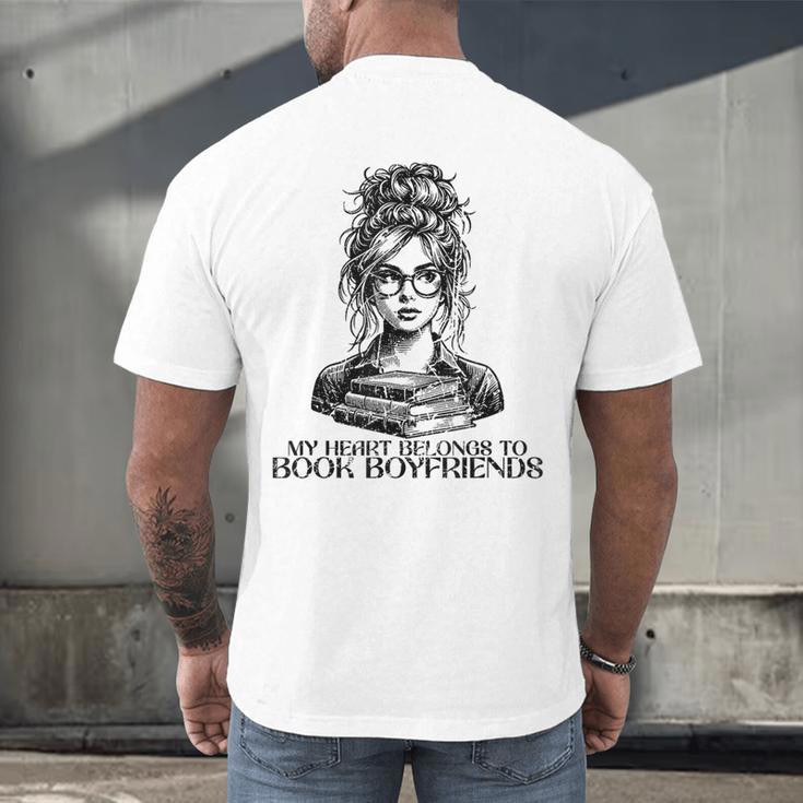 Book Lover Bent Over a Book Men's Back Print T-Shirt