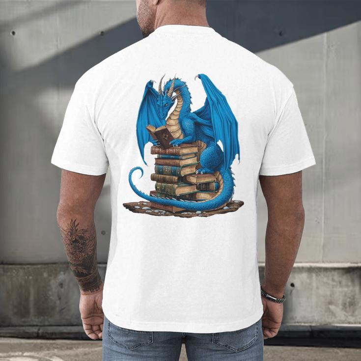 Book Lover Bookworm Reading Books Dragon Premium Tri-Blend Men's Back Print T-Shirt