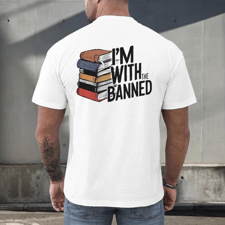 Book Lovers Im With The Banned Books For Reading Librarian Men's Back Print T-Shirt Book Lovers Im With The Banned Books For Reading Librarian Men's Back Print T-Shirt