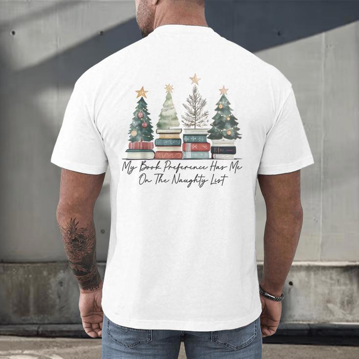 My Book Preference Has Me On The Naughty List Christmas Tree Men's Back Print T-Shirt