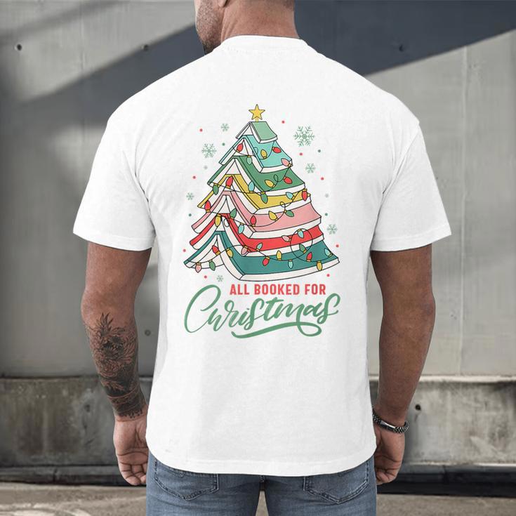 All Booked For Christmas Book Xmas Tree Lights Reading Girly Men's Back Print T-Shirt