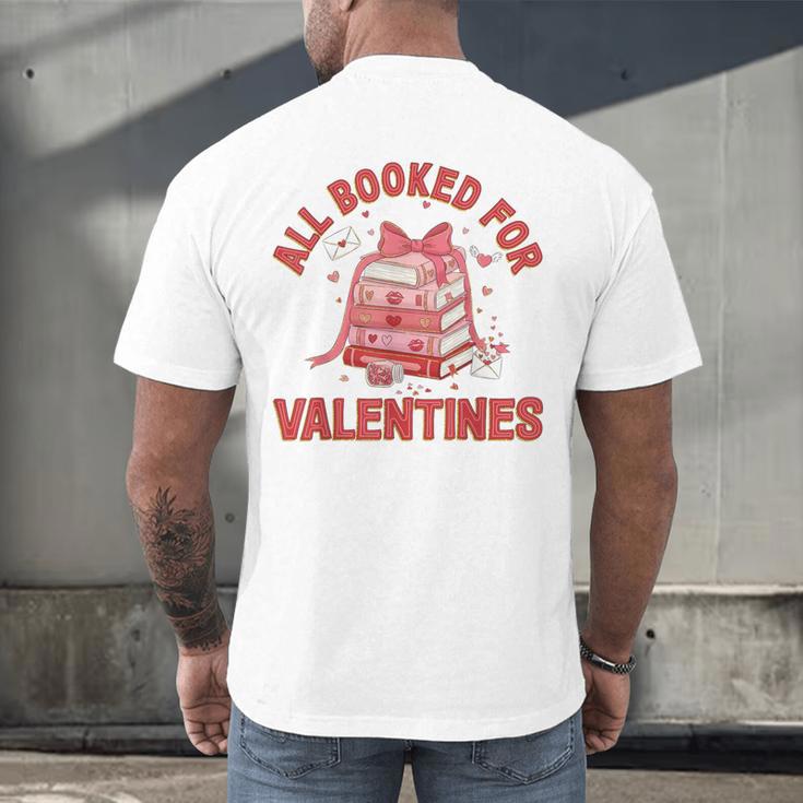 All Booked For Valentines Bow Heart Book Lover Valentine Day Men's Back Print T-Shirt