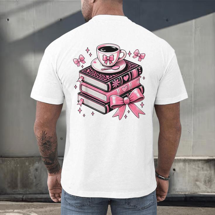All Booked For Valentine's Teacher Coquette Bow Coffee Book Men's Back Print T-Shirt All Booked For Valentine's Teacher Coquette Bow Coffee Book Men's Back Print T-Shirt