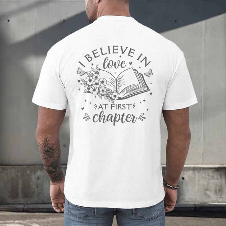 Books I Believe In Love At First Chapter Book Lover Men's Back Print T-Shirt