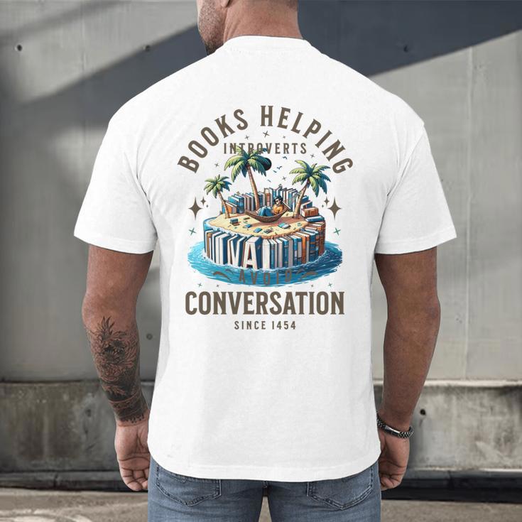 Books Helping Introvert Avoid Conversation Men's Back Print T-Shirt Books Helping Introvert Avoid Conversation Men's Back Print T-Shirt