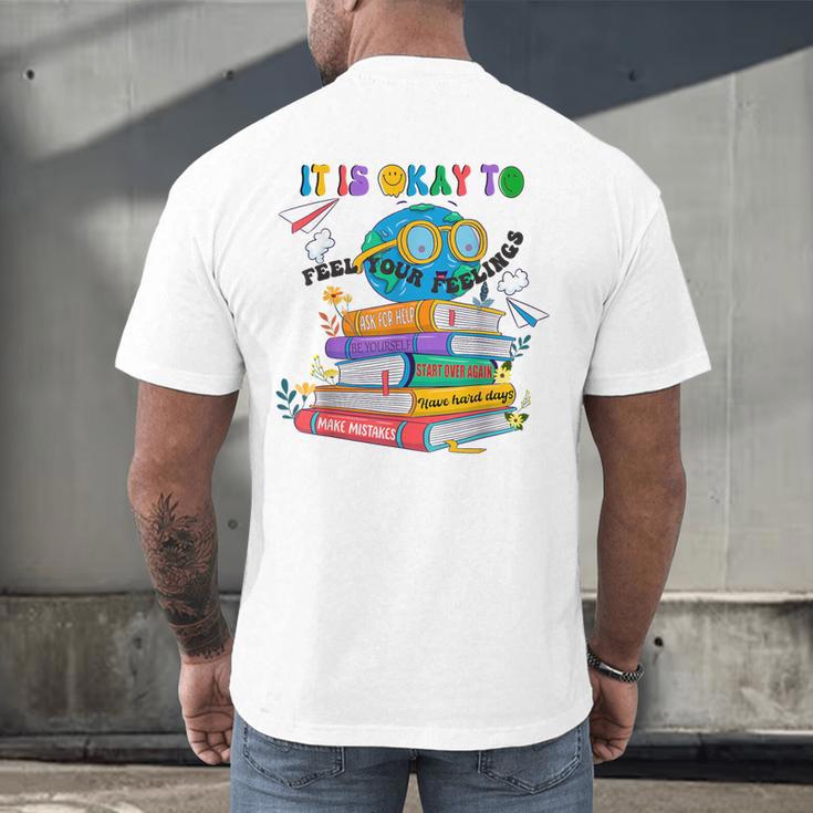 Books It's Okay To Be Kind Yellow Mental Health Day Kids Men's Back Print T-Shirt Books It's Okay To Be Kind Yellow Mental Health Day Kids Men's Back Print T-Shirt