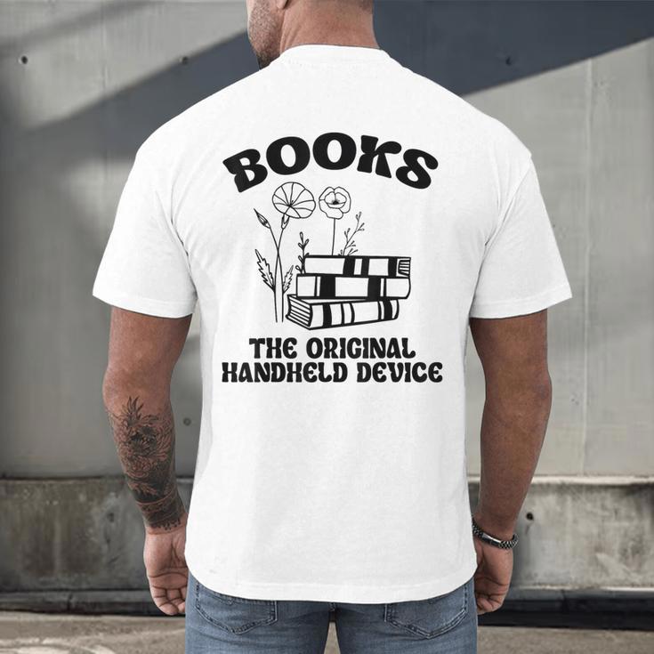 Books The Original Handheld Device Book Lover Men's Back Print T-Shirt Books The Original Handheld Device Book Lover Men's Back Print T-Shirt