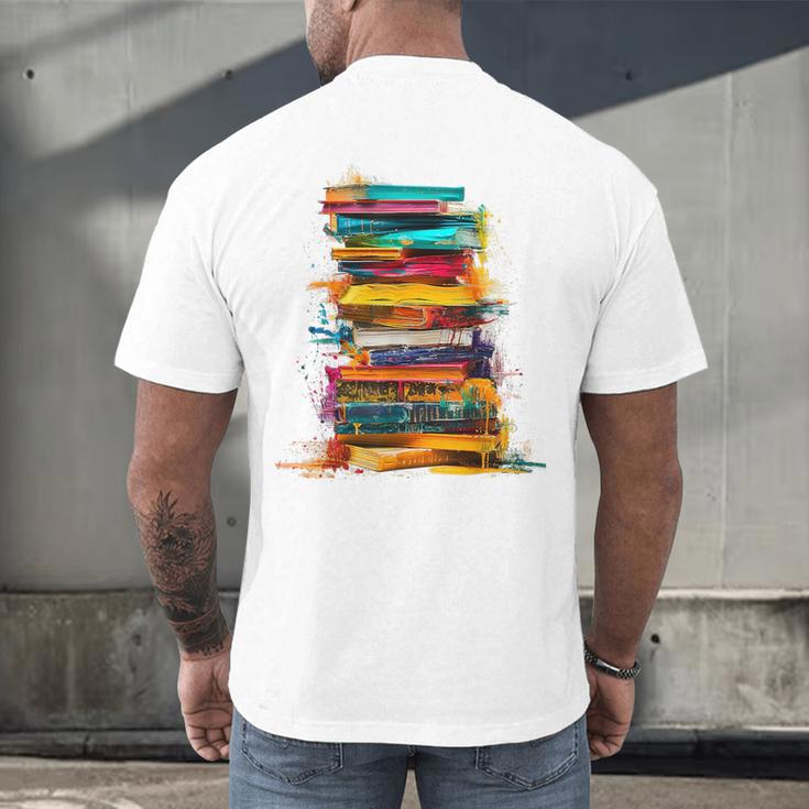 Books Painting Colorful Art Abstract Graphic Books Men's Back Print T-Shirt Books Painting Colorful Art Abstract Graphic Books Men's Back Print T-Shirt