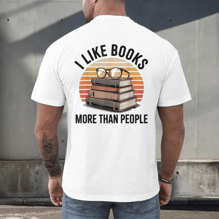 I Like Books More Than People Glasses Men's Back Print T-Shirt I Like Books More Than People Glasses Men's Back Print T-Shirt