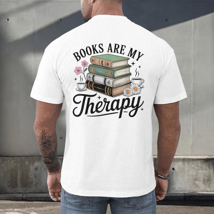 Books Are My Therapy Bookworm Reading Men's Back Print T-Shirt Books Are My Therapy Bookworm Reading Men's Back Print T-Shirt