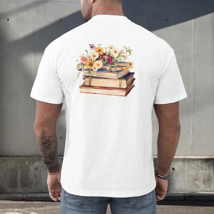 Booktrovert Vintage Wildflowers Books For Book Lovers Men's Back Print T-Shirt