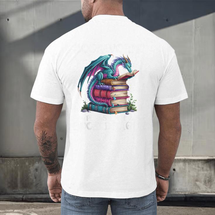 Bookworm Please I'm A Book Dragon Blue Dragon Men's Back Print T-Shirt