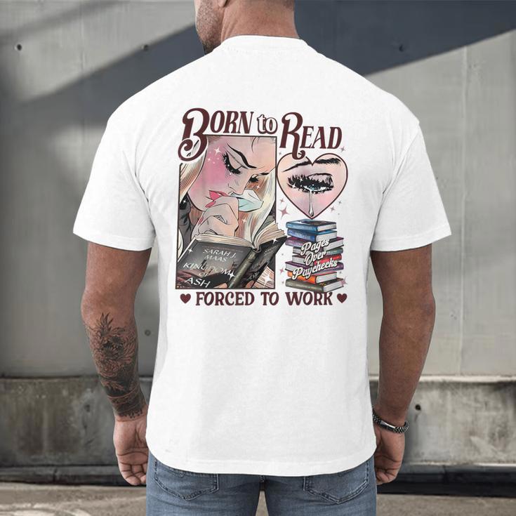 Born To Read Forced To Work Booklover -Adults Book Lovers Casual Grey Small Men's Back Print T-Shirt