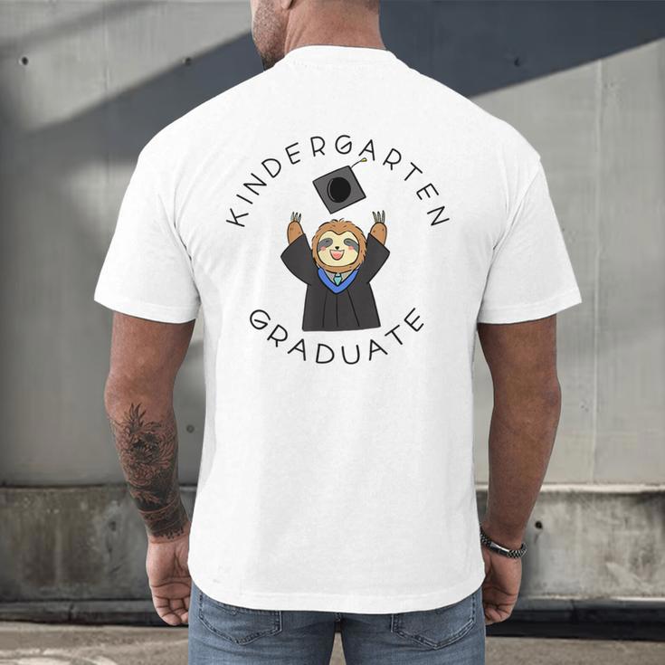Boys Girls Kindergarten Graduate Sloth Graduation Cap Men's Back Print T-Shirt