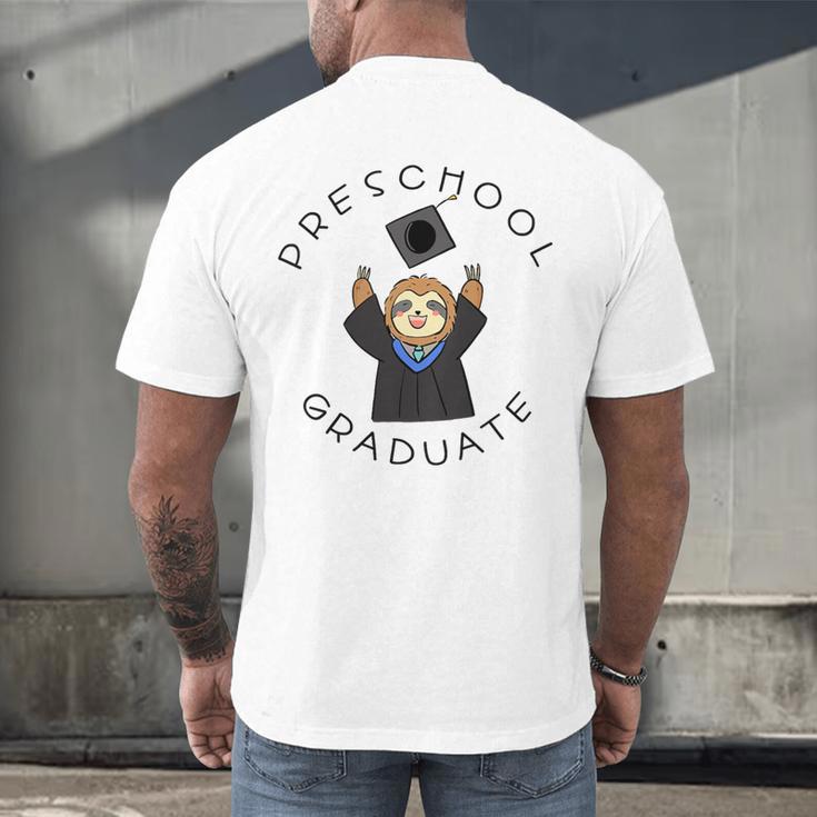 Boys Girls Preschool Graduate Sloth Graduation Cap Men's Back Print T-Shirt