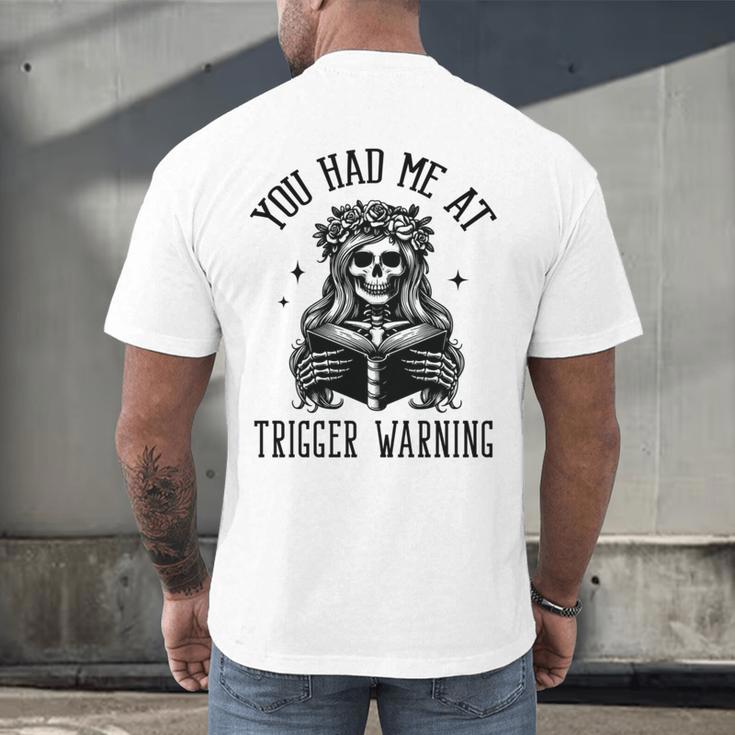 Buy Me Books And Tell Me To STFUATTDLAGG Outfits Spicy Smutty Book Reader You Had Me At Trigger Warning Men's Back Print T-Shirt Buy Me Books And Tell Me To STFUATTDLAGG Outfits Spicy Smutty Book Reader You Had Me At Trigger Warning Men's Back Print T-Shirt