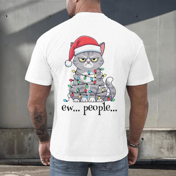 Cat Ew People Adult Humor Introvert Anti-Social Men's Back Print T-Shirt Cat Ew People Adult Humor Introvert Anti-Social Men's Back Print T-Shirt