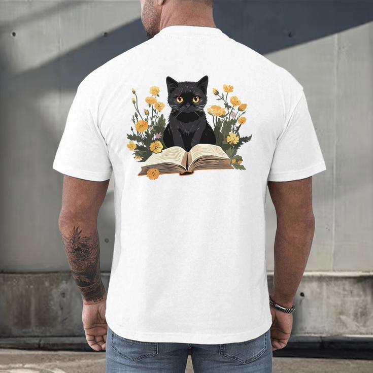 Cat Shirts For Women Book Lover Shirt Cute Cat And Book Premium Tri-Blend Men's Back Print T-Shirt