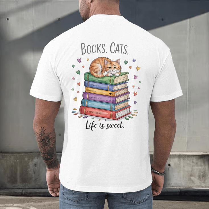 Cats Books Lover Men Women Men's Back Print T-Shirt