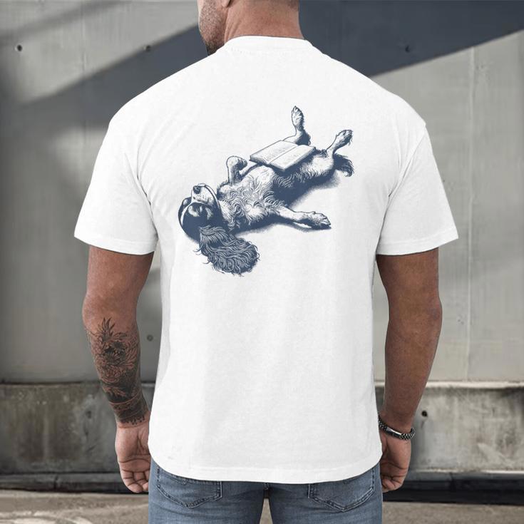 Cavalier King Charles Spaniel Book Nap Vintage Dog Mom Dad Men's Back Print T-Shirt