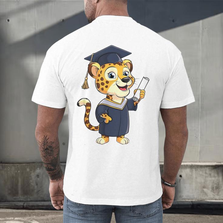 Cheetah Graduation Cute Kindergarten Elementary High School Men's Back Print T-Shirt
