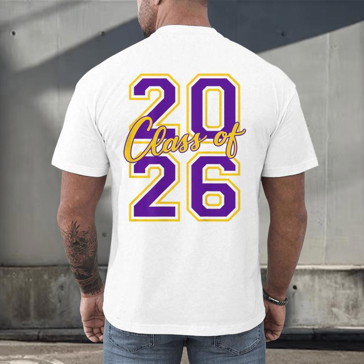 Class Of 2026 Graduation Varsity Purple Yellow On The Back Men's Back Print T-Shirt