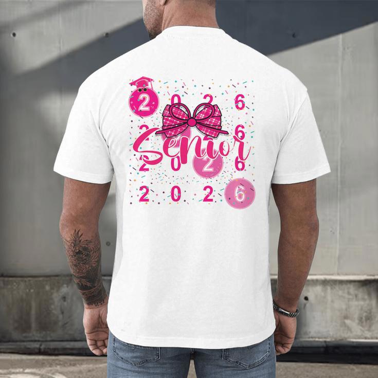 Class Of 2026 Senior Coquette Pink Bow Graduation Family Premium Tri-Blend Men's Back Print T-Shirt
