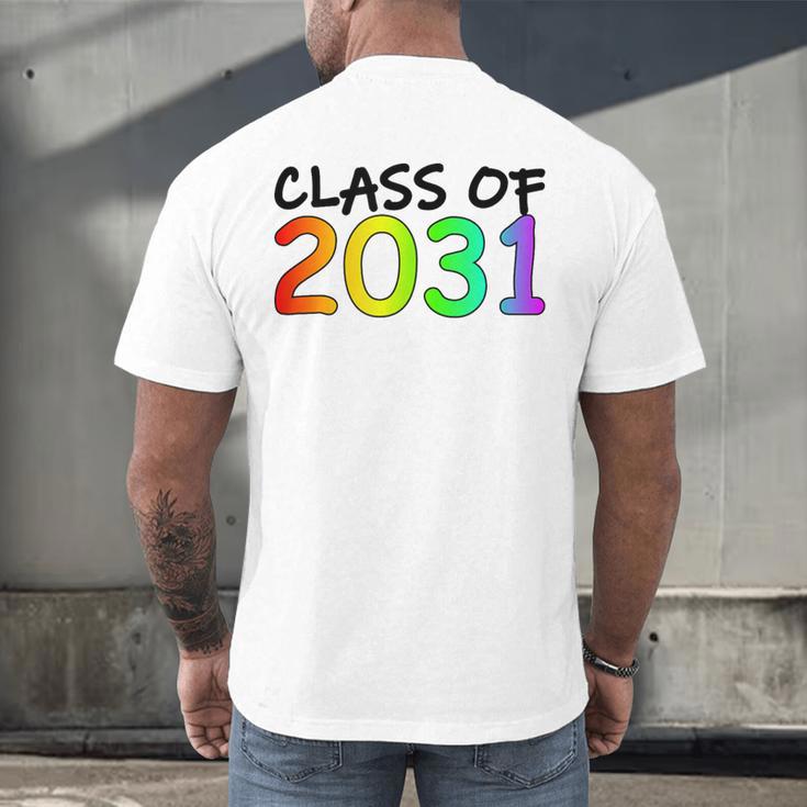 Class Of 2031 Pre-K -12th Grade Hand Prints Space Graduation Men's Back Print T-Shirt