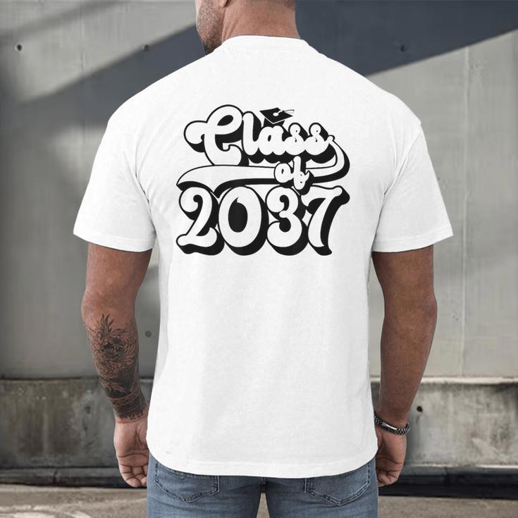 Class Of 2037 Senior Retro 2037 Grad Graduate Graduation Men's Back Print T-Shirt