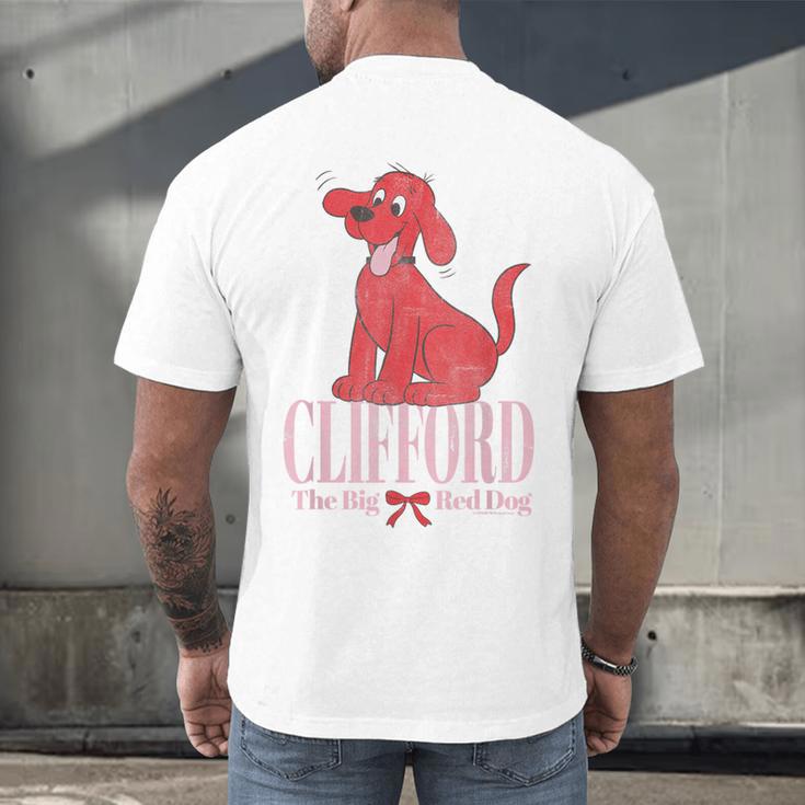 Clifford The Big Red Dog Pink Text With Bow Illustrated Book Men's Back Print T-Shirt