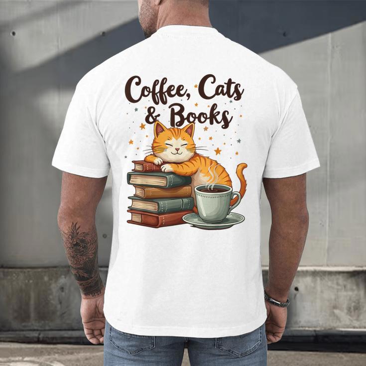 Coffee Cats And Books Lover For Women & Girls Coffee Men's Back Print T-Shirt Coffee Cats And Books Lover For Women & Girls Coffee Men's Back Print T-Shirt