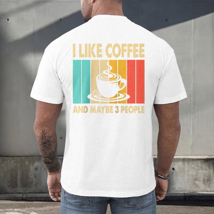 I Like Coffee And Maybe 3 People Introvert Anti-Social Raglan Baseball Tee Men's Back Print T-Shirt