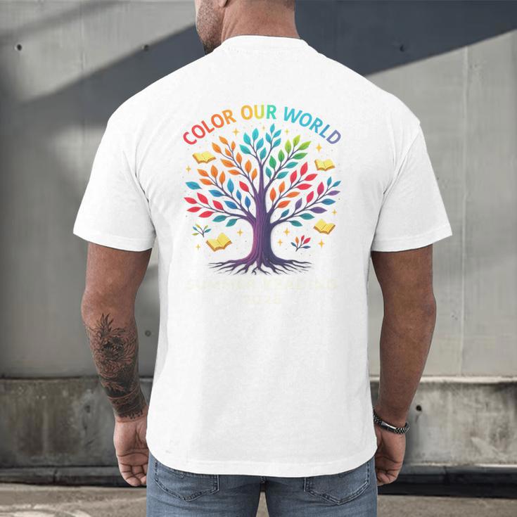 Color Our World Summer Reading Program 2025 Trippy Book Tree Men's Back Print T-Shirt Color Our World Summer Reading Program 2025 Trippy Book Tree Men's Back Print T-Shirt