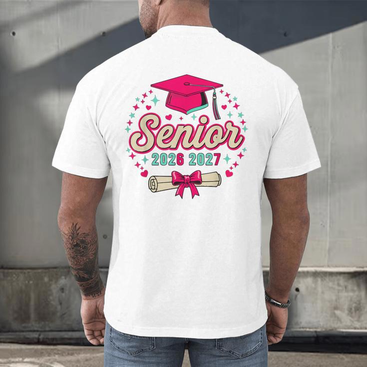 Coquette Pink Bow Senior 2026 2027 Graduation Men's Back Print T-Shirt