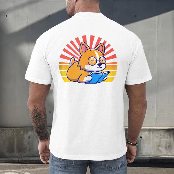 Corgi Dog Reading Book Book Lover Dog Lover Men's Back Print T-Shirt