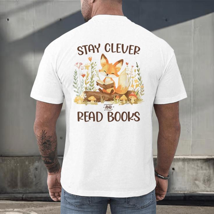 Cute Fox Stay Clever Read Books For Librarian Or Bookworm Men's Back Print T-Shirt