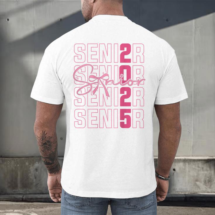 Cute Girls Women Class 2025 Graduation Senior Coquette Bow Men's Back Print T-Shirt
