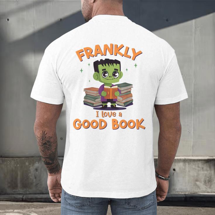 Cute Halloween Teacher Librarian Frankenstein Reading Books Men's Back Print T-Shirt