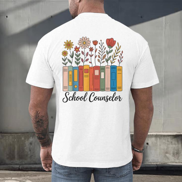 Cute Wildflower Book School Counseling Life School Counselor Men's Back Print T-Shirt