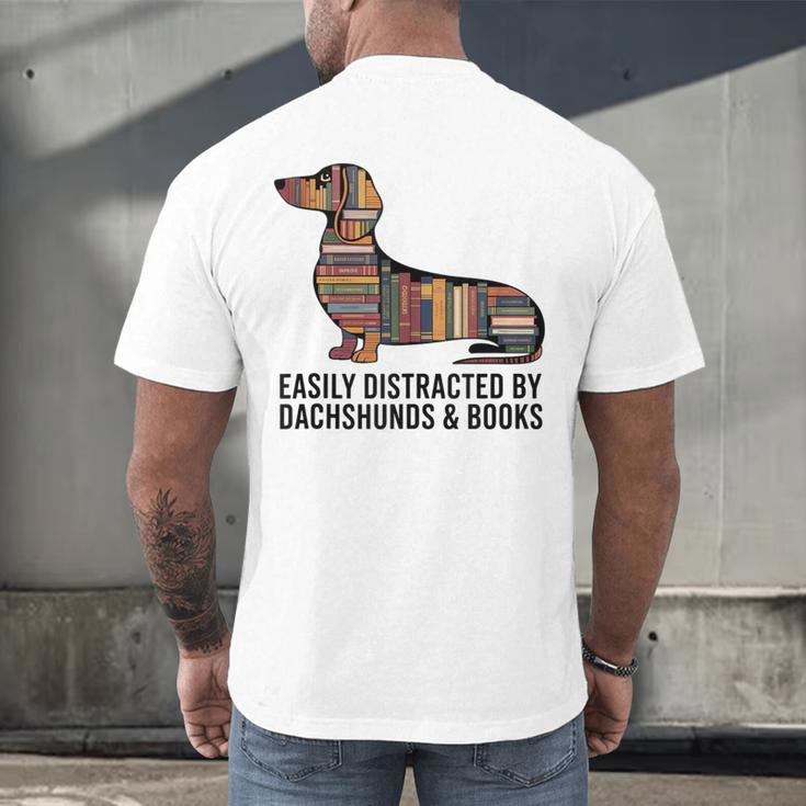 Dachshund Dog Dachshund Decor Books Nerds Dachshund Men's Back Print T-Shirt