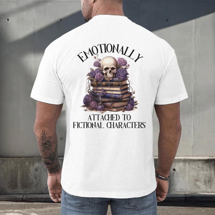 Dark Romance Book Emotionally Attached Fictional Characters Men's Back Print T-Shirt