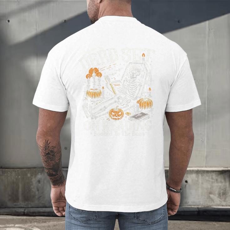 Dead Set On Reading Skeleton Halloween Book Lover Men's Back Print T-Shirt