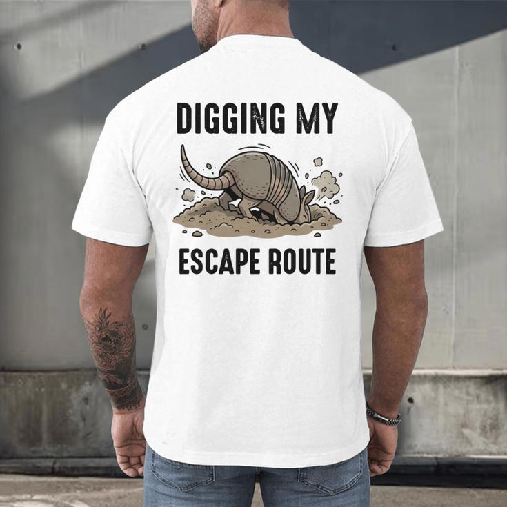 Digging My Escape Route Armadillo Introvert Humor Men's Back Print T-Shirt Digging My Escape Route Armadillo Introvert Humor Men's Back Print T-Shirt