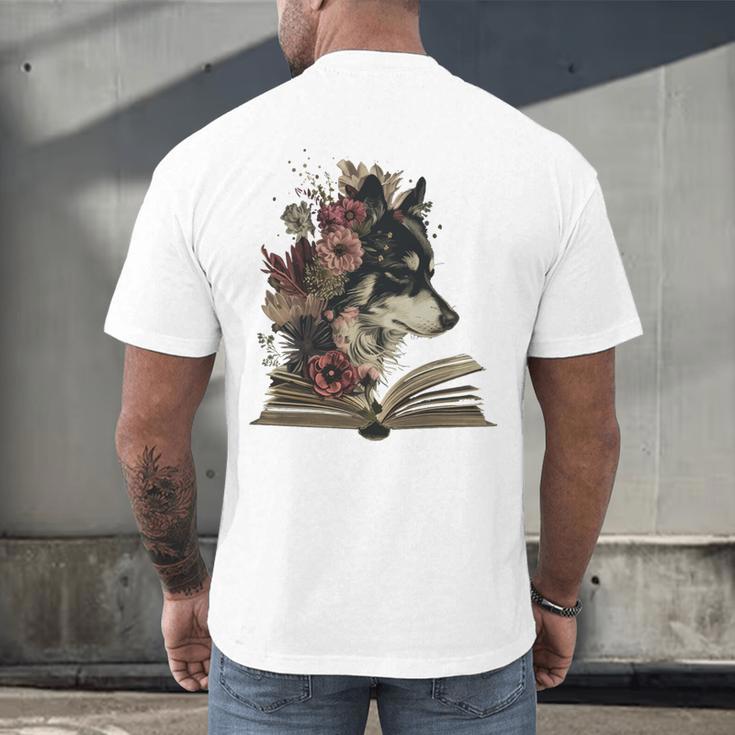 Dog Book Flower Men's Back Print T-Shirt Dog Book Flower Men's Back Print T-Shirt
