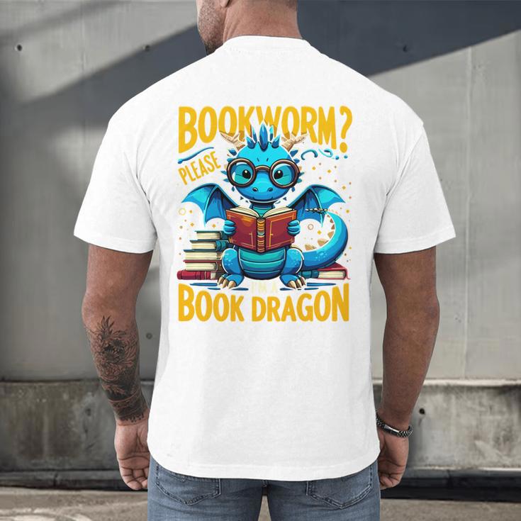 Dragon Bookworm Please I'm A Book Dragon Men's Back Print T-Shirt Dragon Bookworm Please I'm A Book Dragon Men's Back Print T-Shirt