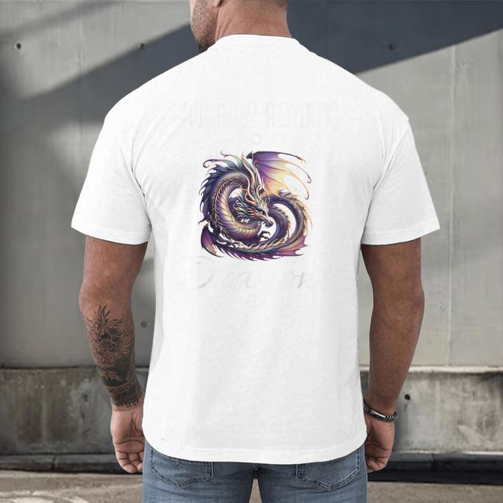 Dragon Fantasy Book Lover And Apparel Probably Reading About Dragons Men's Back Print T-Shirt Dragon Fantasy Book Lover And Apparel Probably Reading About Dragons Men's Back Print T-Shirt